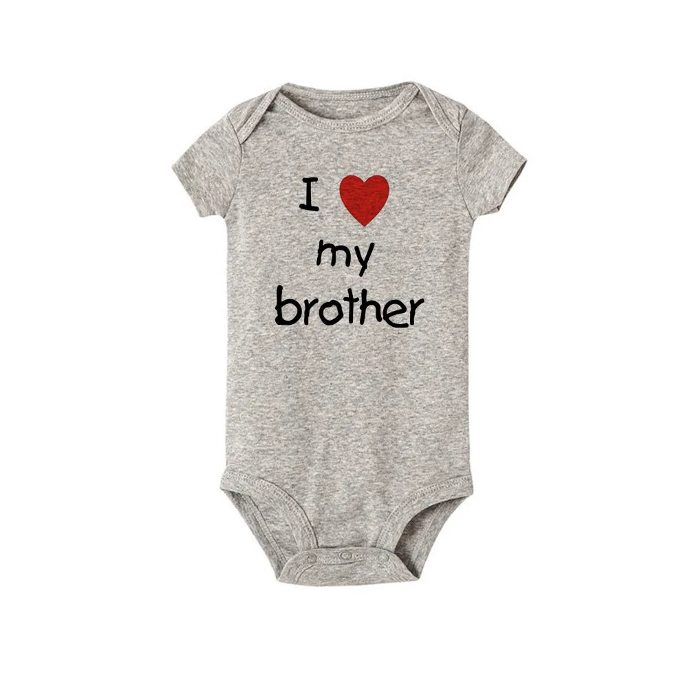 I Love My Sister Brother Twins Baby Short Sleeve Bodysuit Newborn Baby Boys Girls Infant Summer Romper Clothes Jumpsuit Gifts