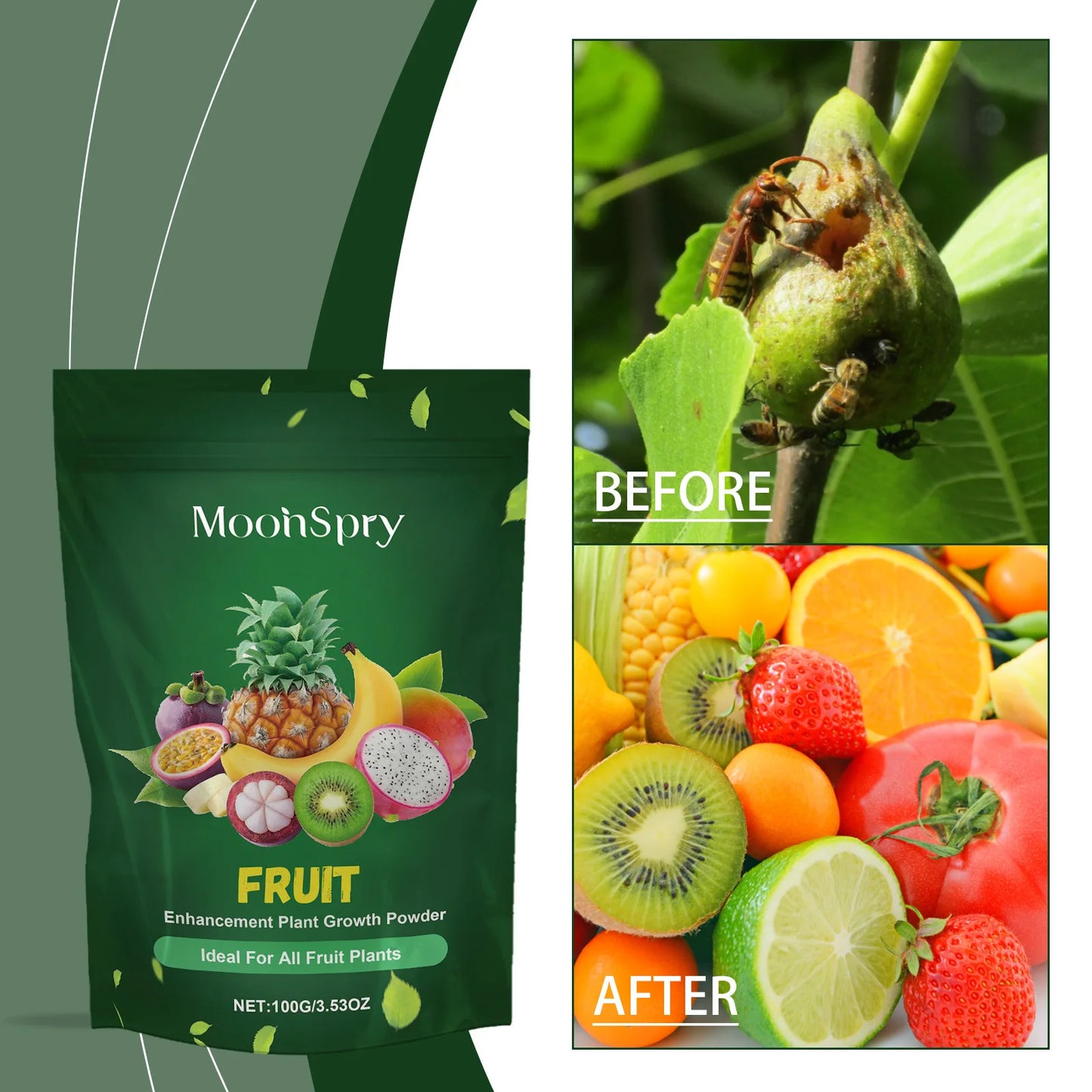 MoonSpry Organic Vegetable Fruit Fertilizer Green Plant Nutrient Enhancer for Rooting Flowering Fruit Expansion Rooting Powder