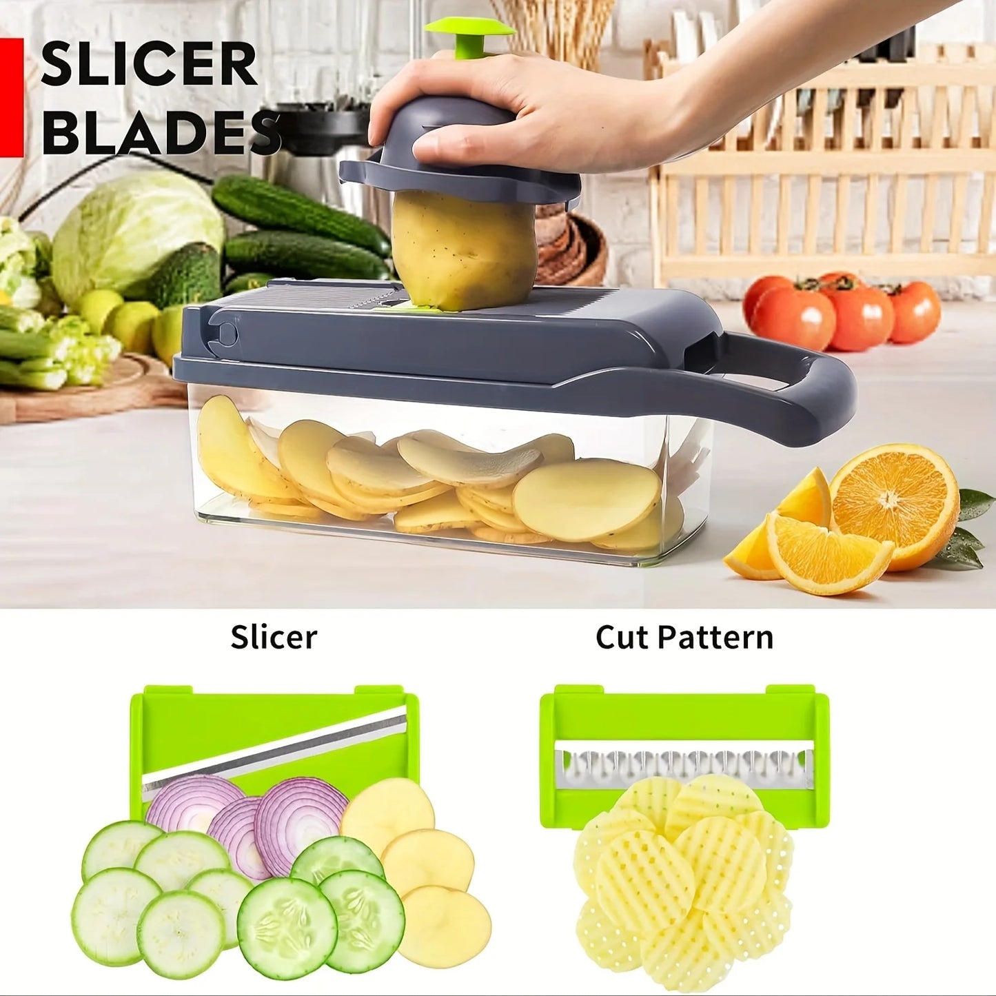 16-in-1 Vegetable Chopper, Professional Onion Chopper, Multifunctional Food Chopper, Kitchen Vegetable Slicer And Dicer, Vegetab
