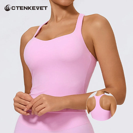 Ctenkevet New Women's Workout Yoga Tank Top Quick-Dry Gym Sports Vest Female Running Tight Top Women Backless Fitness Underwear