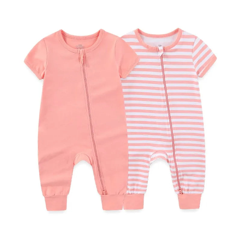 2 Pcs/Lot Simple Baby Unisex Short Sleeve Rompers 0-24 Months Baby Boy Girl Jumpsuits Spring Summer Infant Clothes