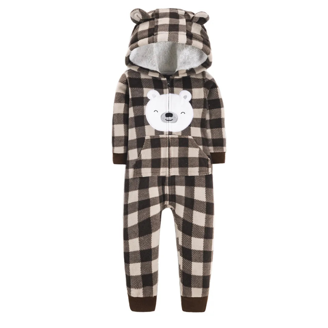 Newborn Infant Baby Boy Romper Winter Polar Fleece Hooded Long-Sleeve Style Warm Overalls Toddler Girls Jumpsuit Baby Clothes
