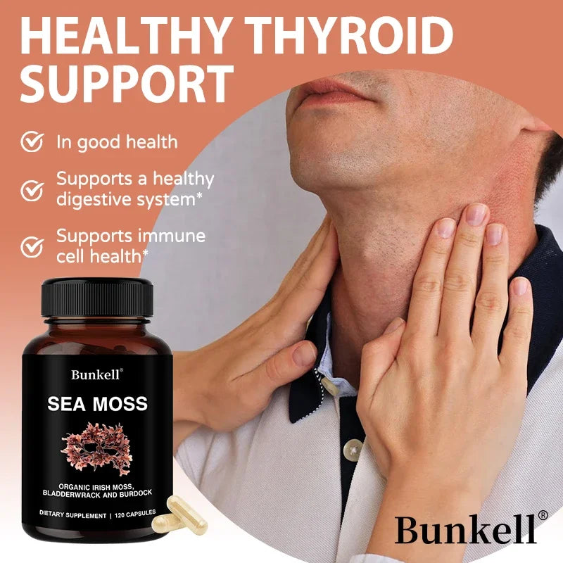 Vegetarian Organic Sea Moss Supports Immune System, Joint Health Intestinal Cleansing Detoxification & Cleansing Skin Supplement