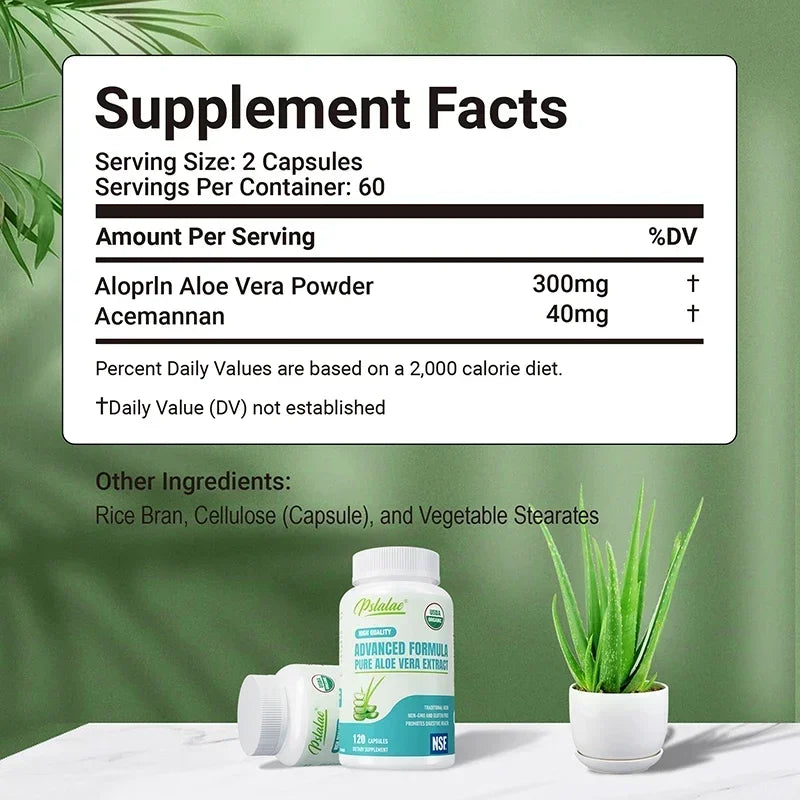 Aloe Vera Capsules - Natural Aloe Vera Supports Gut, Digestive & Immune Health, Balances Stomach Acid and Improves Energy Levels