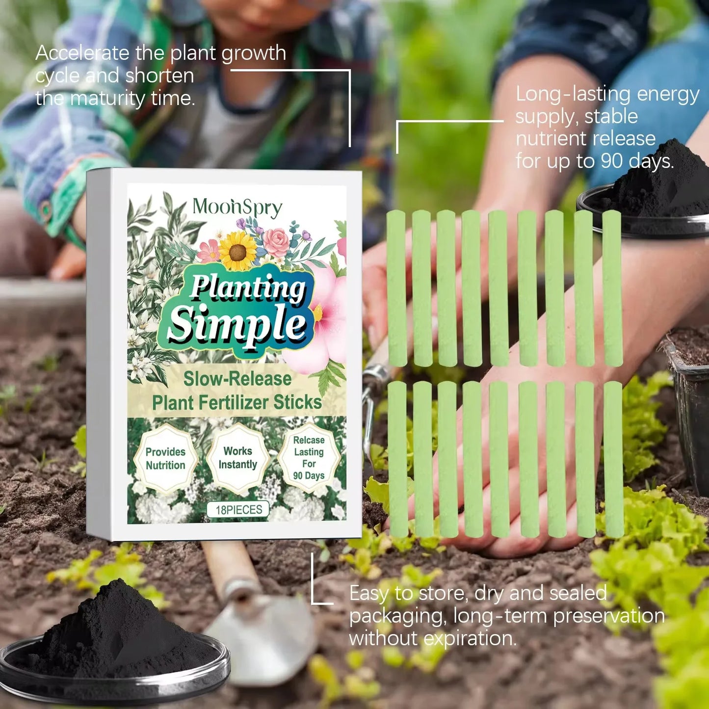 MOONSPRY 18 pieces Organic Plant Fertilizer Stick Indoor Potted Flower Nutrient Compound Food for Succulent Plant Nutrition Bar