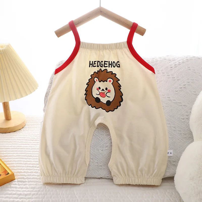2024 New Summer Baby Boys' Thin Style Romper Pajamas Girls' Open Crotch Newborn Children's Jumpsuit Romper