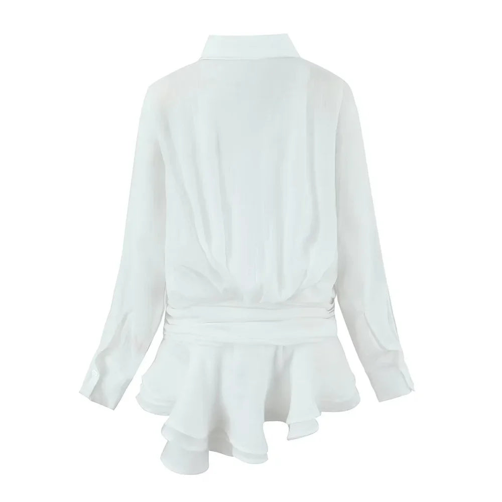 Autumn New Product Women's Fashion Style Slimming Collar Long Sleeve Shirt Decoration Short Dress