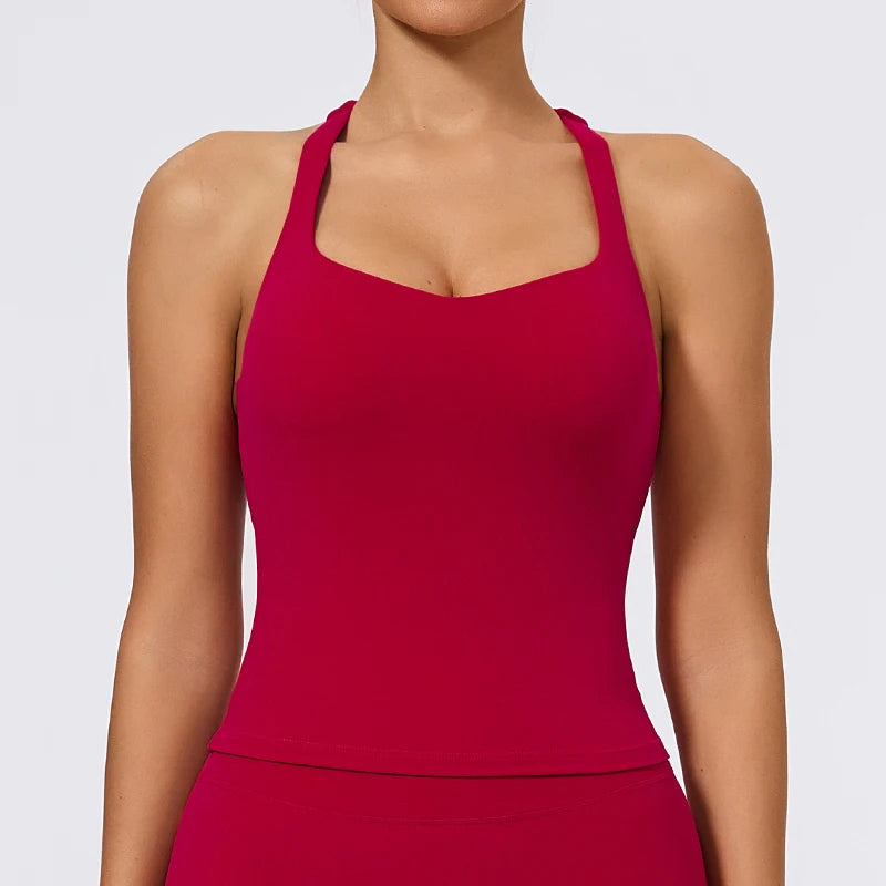 Ctenkevet New Women's Workout Yoga Tank Top Quick-Dry Gym Sports Vest Female Running Tight Top Women Backless Fitness Underwear