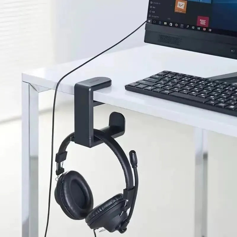 Under Desk Headphone Stand 360° Rotating Clip-on Headphone No Punch Holder Supports Earphones Display Rack Gaming Headset Hook