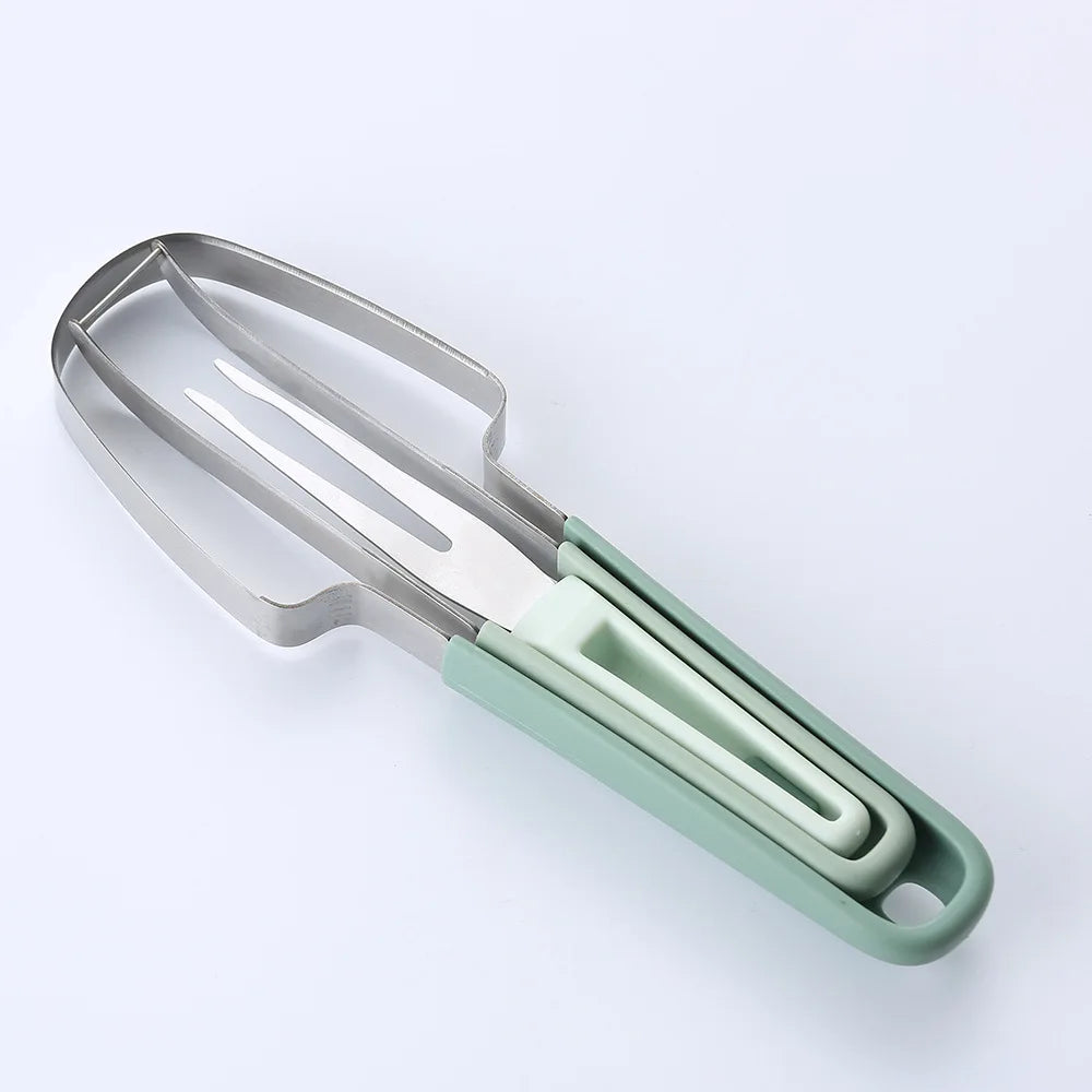 3-in-1 Stainless Steel Melon Cutter Slicer Watermelon Scoop Corer Slicer Fruit Melon Knife Creative Kitchen Tools