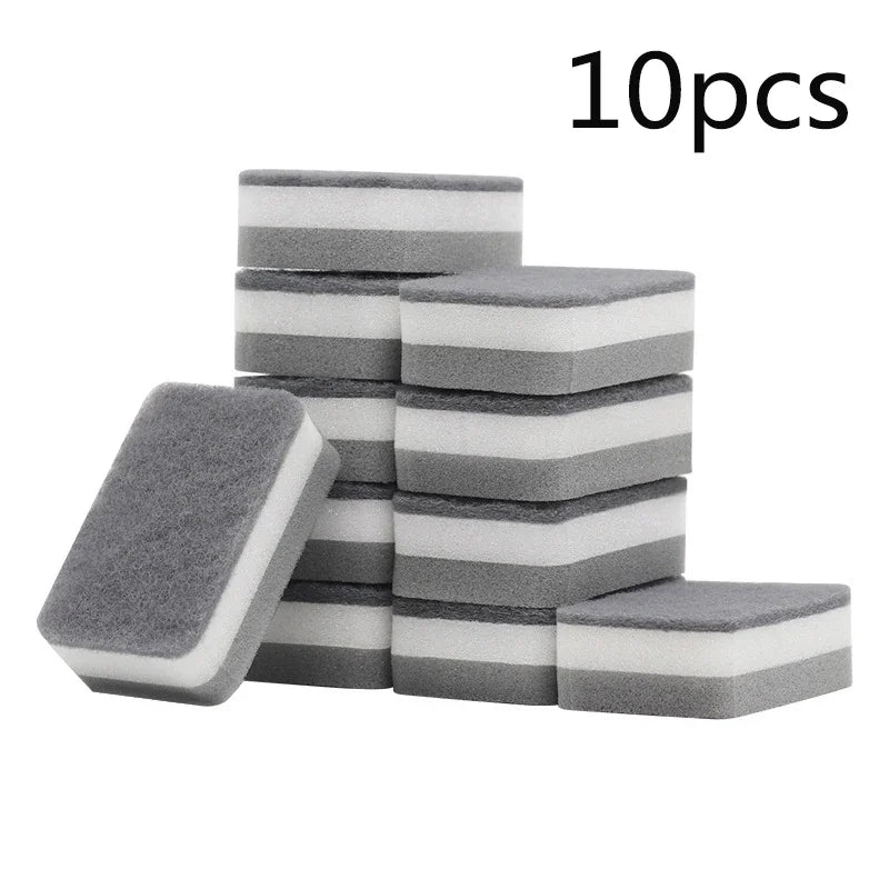 5 Pcs Home Double-sided Sponge Wipe Gray Dirt-resistant Scouring Pad Kitchen Stain Sponge Wipe Professional Cleaning Supplies