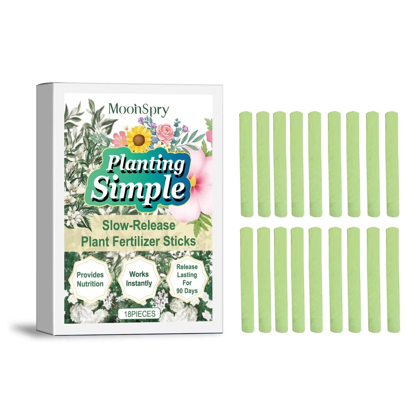 MOONSPRY 18 pieces Organic Plant Fertilizer Stick Indoor Potted Flower Nutrient Compound Food for Succulent Plant Nutrition Bar