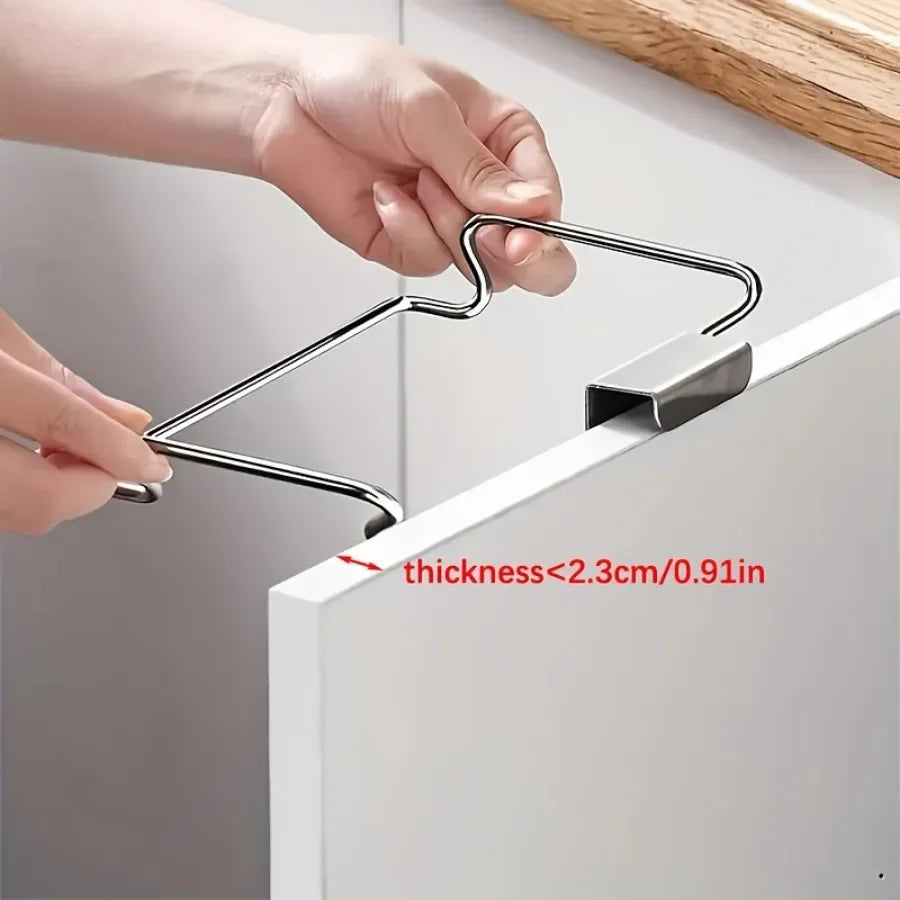 1PCS Stainless steel trash rack, closet Cabinet door trash bag holder, Kitchen accessories,