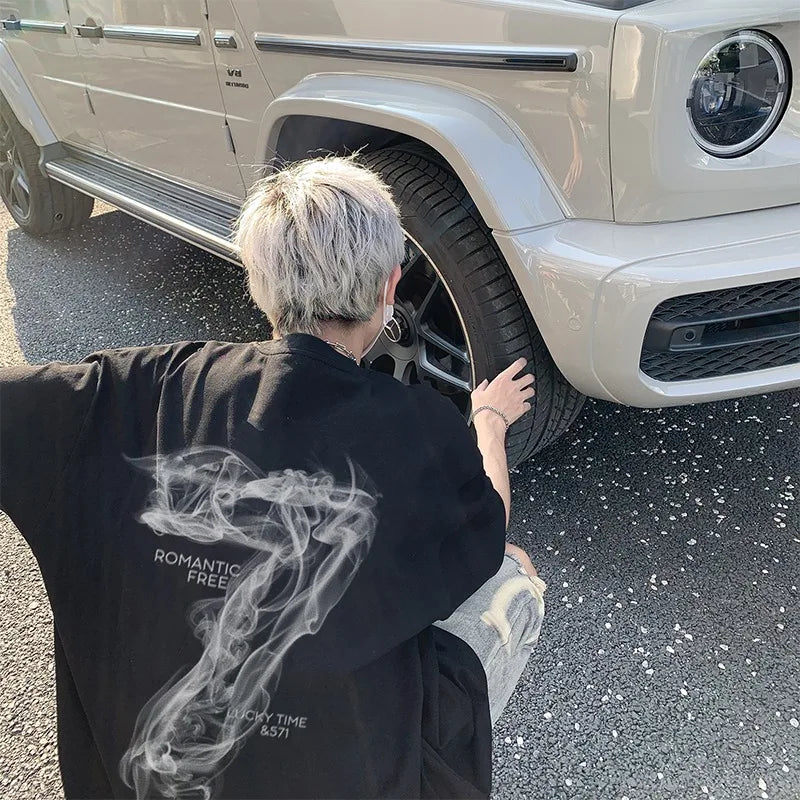 Fashion design Number 7 Print T-shirt Men Summer 2025 New 100% Cotton Short sleeves Letter Print Tee Y2k Tops Youth Men clothing