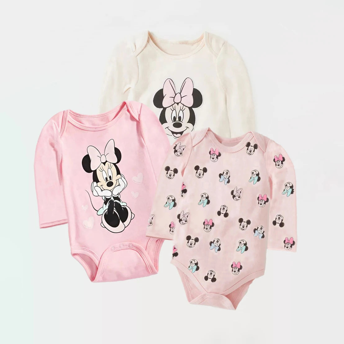 3Pcs Mickey Minnie Baby Boys Rompers Summer Spring Soft Cotton Baby Girls Climbing Clothes Newborn Bodysuits