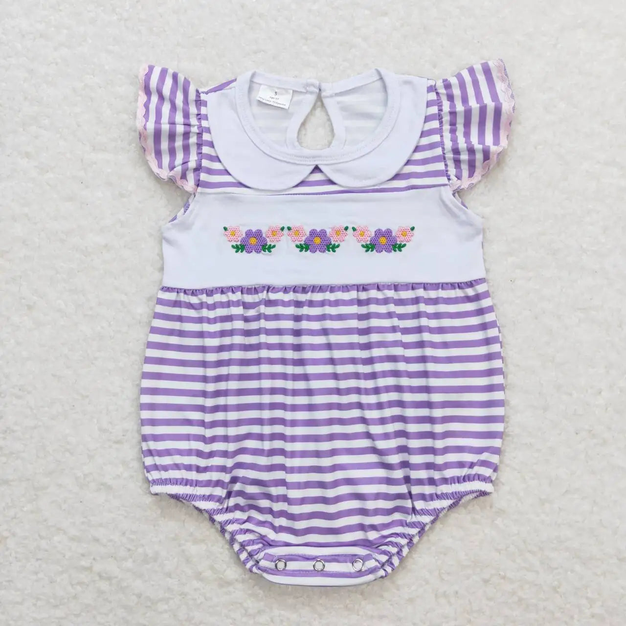 Wholesale Baby Girl Newborn Car Plane Romper Bubble Embroidery Blue Plaid Bow Jumpsuit Kid Toddler Summer One-piece Clothes