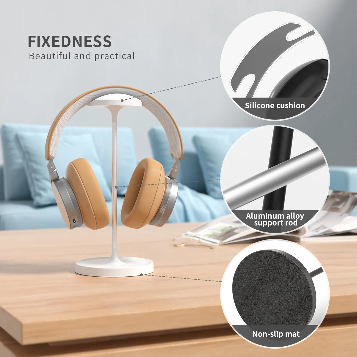 Universal Desktop Headphone Stand Aluminum Heavy Base Headset Rack Holder Support for Gaming Earphone