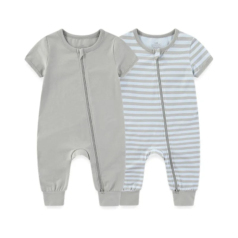 2 Pcs/Lot Simple Baby Unisex Short Sleeve Rompers 0-24 Months Baby Boy Girl Jumpsuits Spring Summer Infant Clothes
