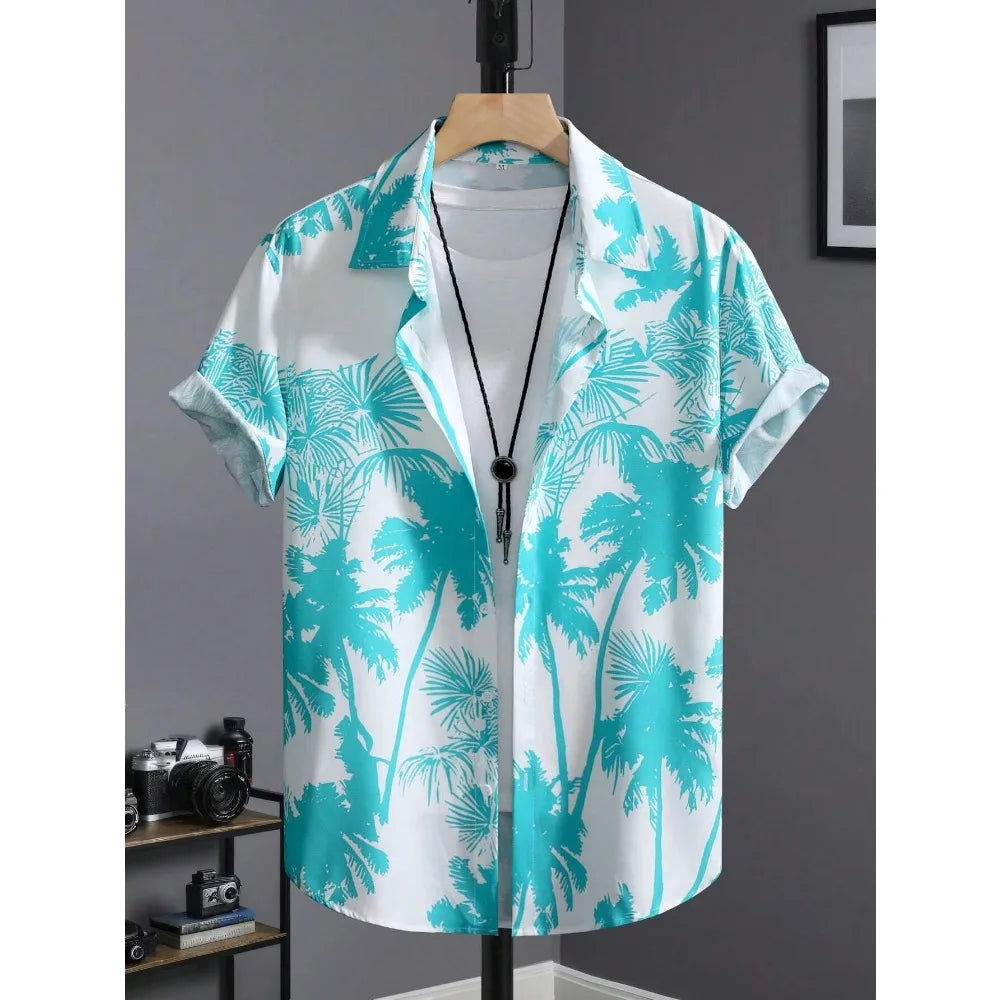 Hawaiian Shirt Man Print Casual Thin Beach Slim Fashion Shirt High Quality Luxury Black Social Vintage Funny Oversized Clothes