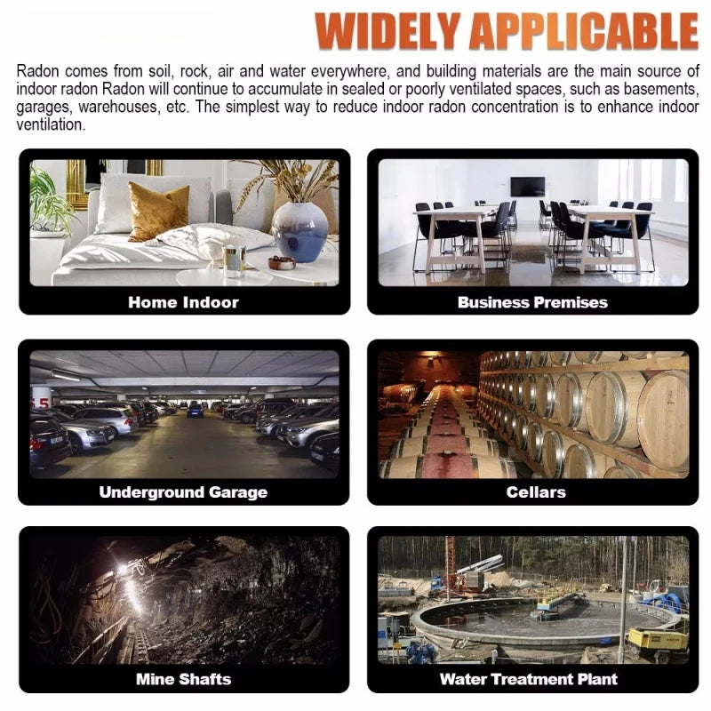 RM-75 Professional Continuous Radon Monitor Detector with Real-Time Data, Touch Screen Display, IP6X Waterproof & Alarm for Home