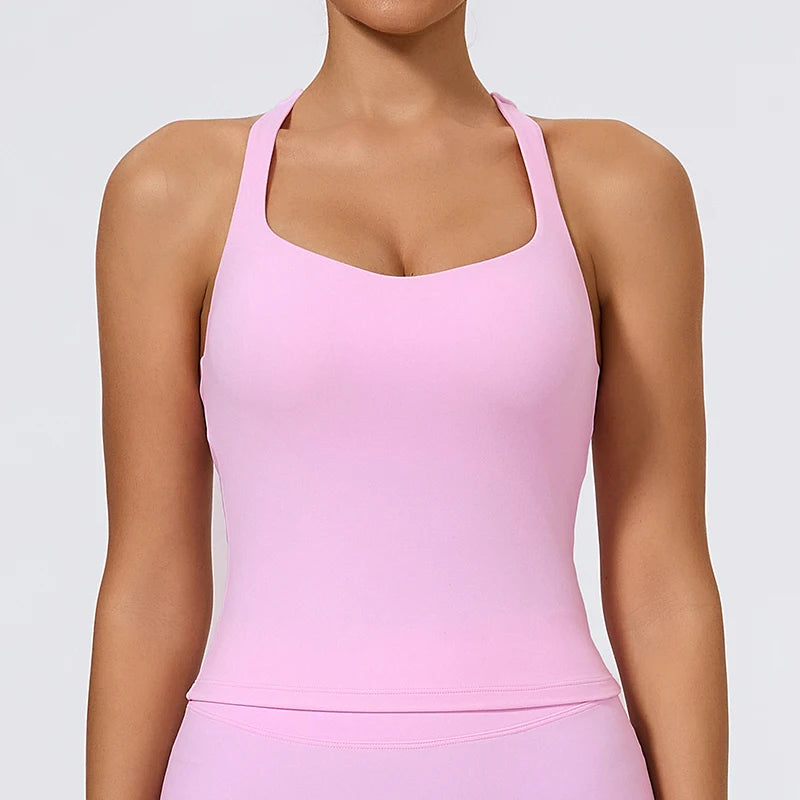 Ctenkevet New Women's Workout Yoga Tank Top Quick-Dry Gym Sports Vest Female Running Tight Top Women Backless Fitness Underwear