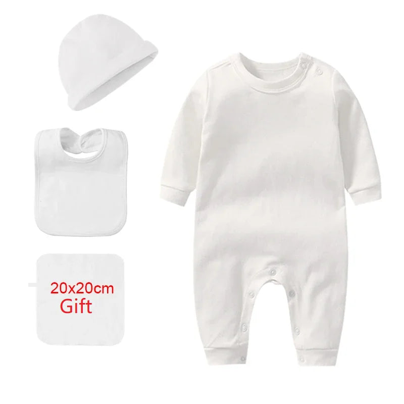 4 Pcs Cotton Newborn Baby Clothing Set Romper Bonnet Bibs Hospital Kit Sleepsuit Jumpsuit Growing One-Pieces Grows Nursery Roupa