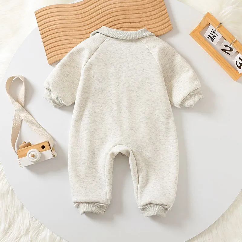 Autumn Winter Baby Rompers - Thick Fur Lining, Toddler Boys Jumpsuits, Warm Outfit