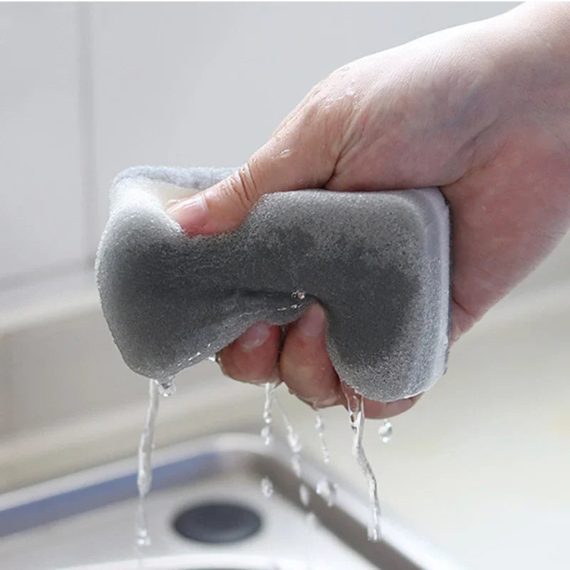 5 Pcs Home Double-sided Sponge Wipe Gray Dirt-resistant Scouring Pad Kitchen Stain Sponge Wipe Professional Cleaning Supplies