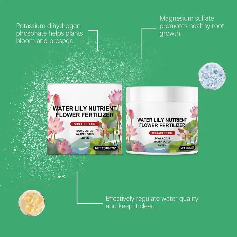 200g Natural Water Lily Flowering Fertilizer Powder Pond Water Lily Nutrient Aquarium Flowers Cultivation Solution for Backyard