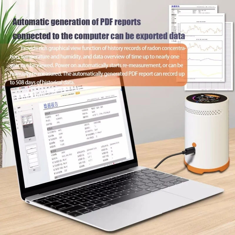 RM-75 Professional Continuous Radon Monitor Detector with Real-Time Data, Touch Screen Display, IP6X Waterproof & Alarm for Home