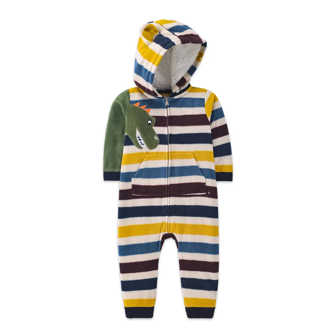 Newborn Infant Baby Boy Romper Winter Polar Fleece Hooded Long-Sleeve Style Warm Overalls Toddler Girls Jumpsuit Baby Clothes