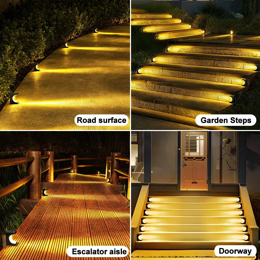 LED Solar Step Lights Outdoor Solar Stair Lights Waterproof Solar Powered Fence Light Garden Wall Light Deck Front Porch Yard