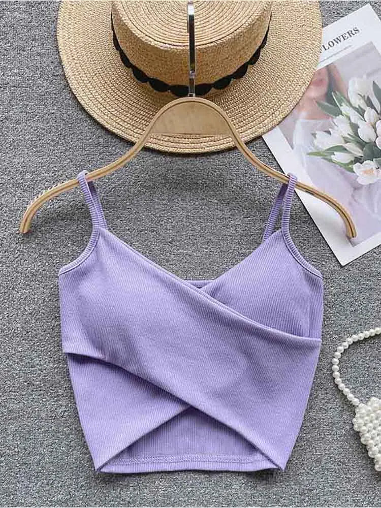 Irregular Casual Sport Camisole Women Strap Design Solid Fashion 2025 Y2K Elegant Ladies Chic Slim Tank Tops