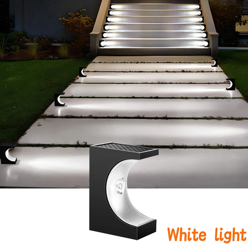 LED Solar Step Lights Outdoor Solar Stair Lights Waterproof Solar Powered Fence Light Garden Wall Light Deck Front Porch Yard