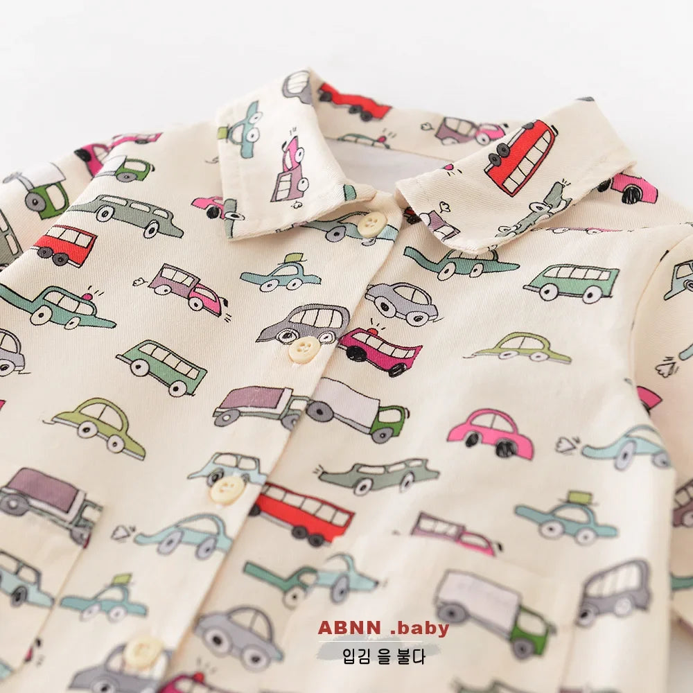 Autumn New Baby Boys Clothes Full Of Car Print Infant Jumpsuits Toddler Playsuit Infant Outfit