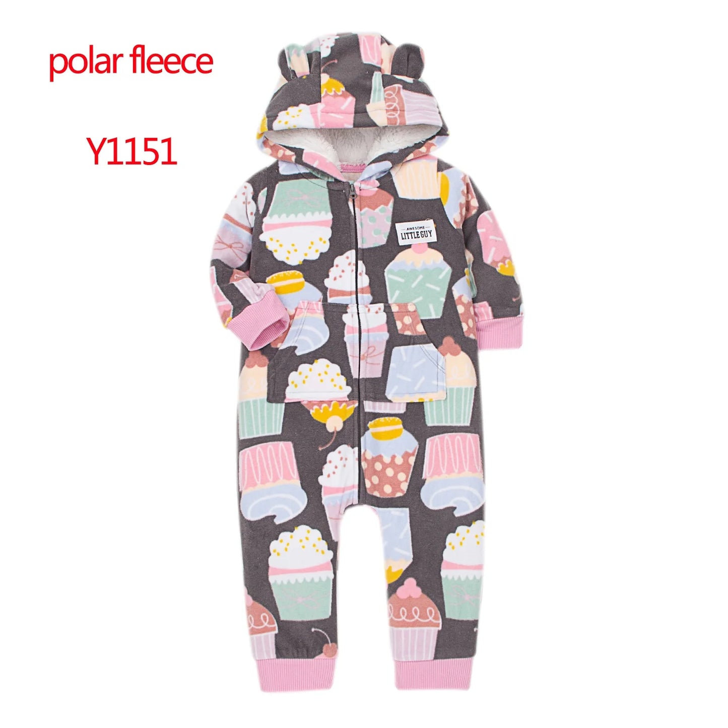 Newborn Infant Baby Boy Romper Winter Polar Fleece Hooded Long-Sleeve Style Warm Overalls Toddler Girls Jumpsuit Baby Clothes