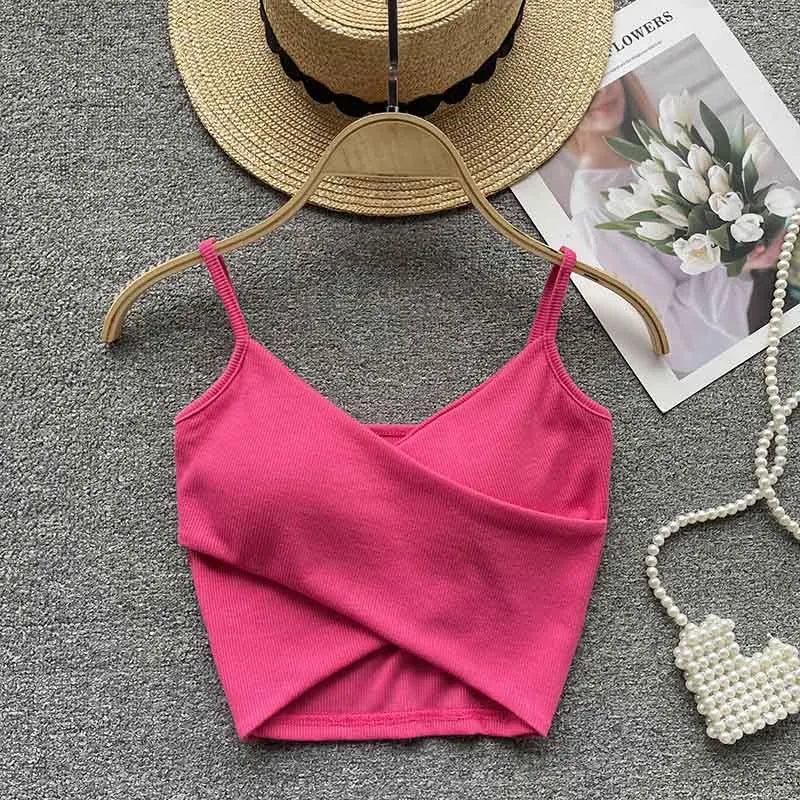 Irregular Casual Sport Camisole Women Strap Design Solid Fashion 2025 Y2K Elegant Ladies Chic Slim Tank Tops