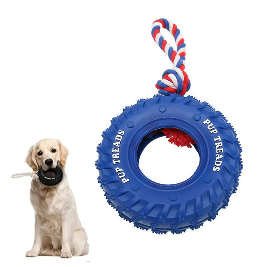 Natural Rubber Tire and Organic Cotton Rope Pull and Chew Dog Toy Heavy Duty Dog Tire Chewing Toy for Large Breed War Toy