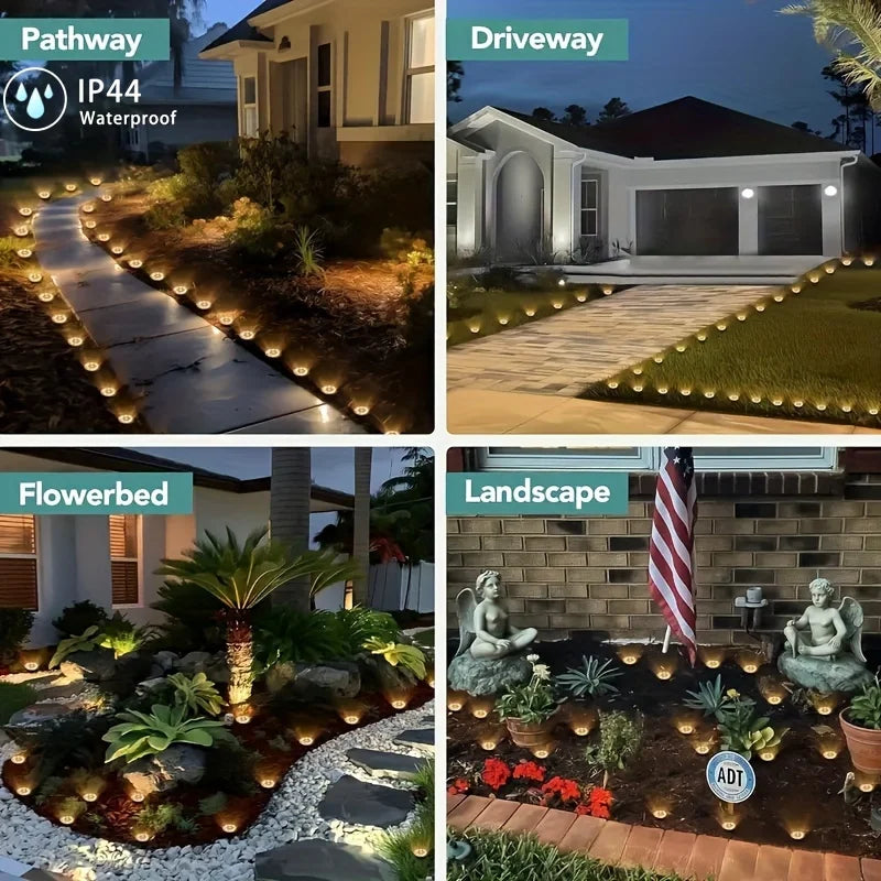 8 Pcs 8LED Solar Power Disk Light Outdoor Garden Solar Underground Light Deck Light Spotlight Buried Solar Led Lamp