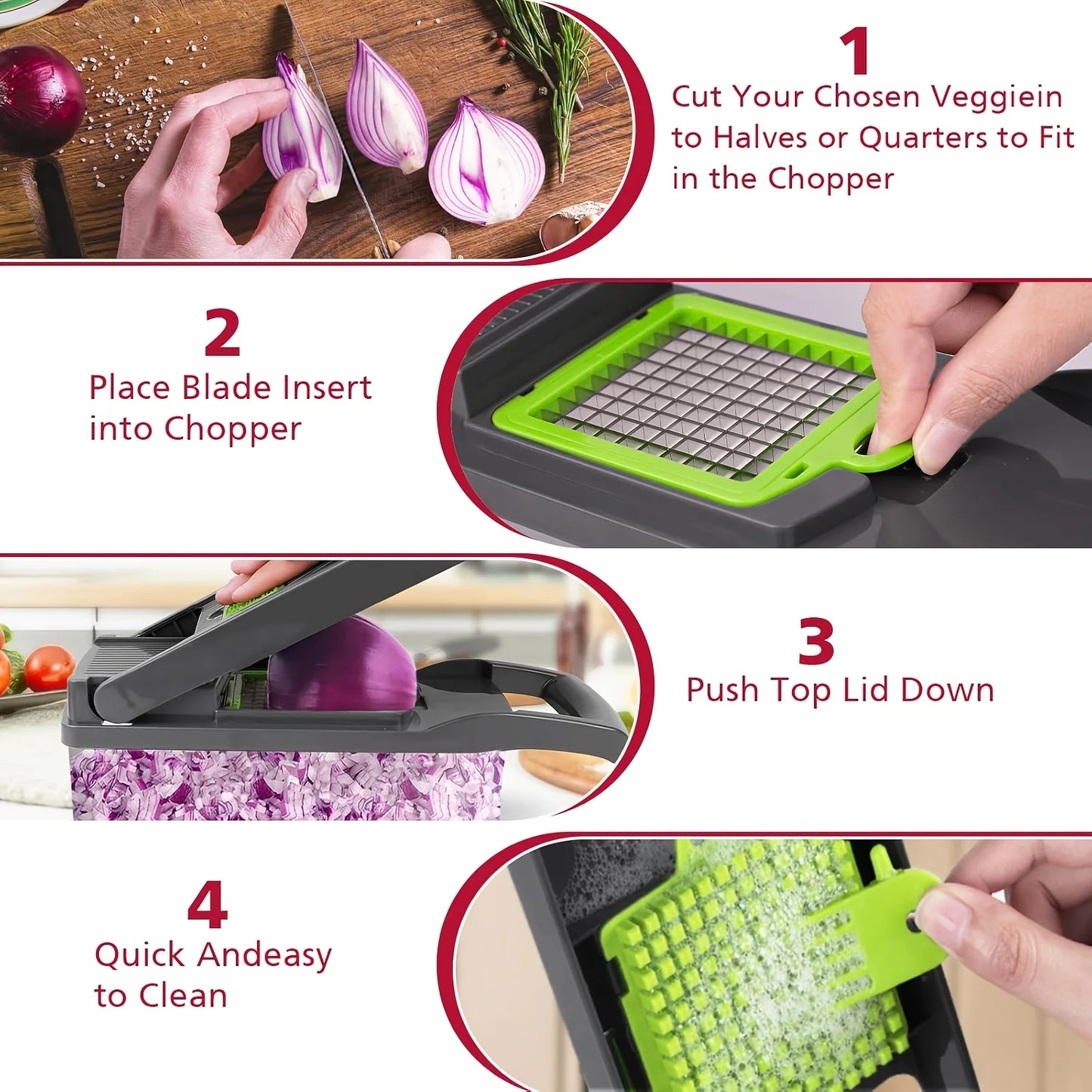 16-in-1 Vegetable Chopper, Professional Onion Chopper, Multifunctional Food Chopper, Kitchen Vegetable Slicer And Dicer, Vegetab