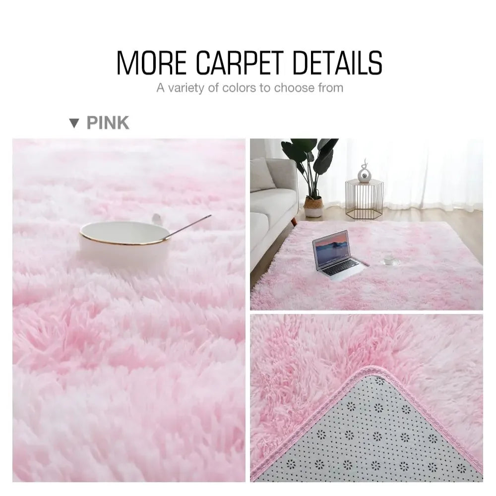 VIKAMA Bedroom Living Room Plush Round Carpet Infant Crawling Anti slip Soft Pad Ins Home Decor Pink Carpet