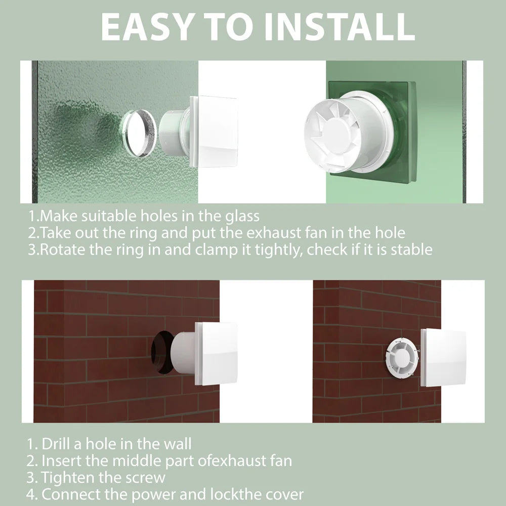 KCvents 4/6in Ventilation Fan 2 Directions Reversible with Remote Control for Home Bathroom Room Kitchen Wall Mount Exhaust Fan