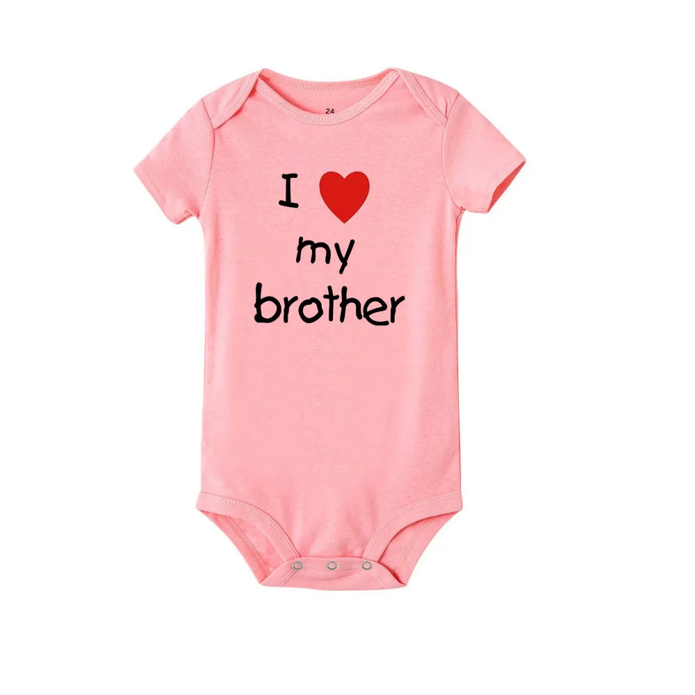 I Love My Sister Brother Twins Baby Short Sleeve Bodysuit Newborn Baby Boys Girls Infant Summer Romper Clothes Jumpsuit Gifts