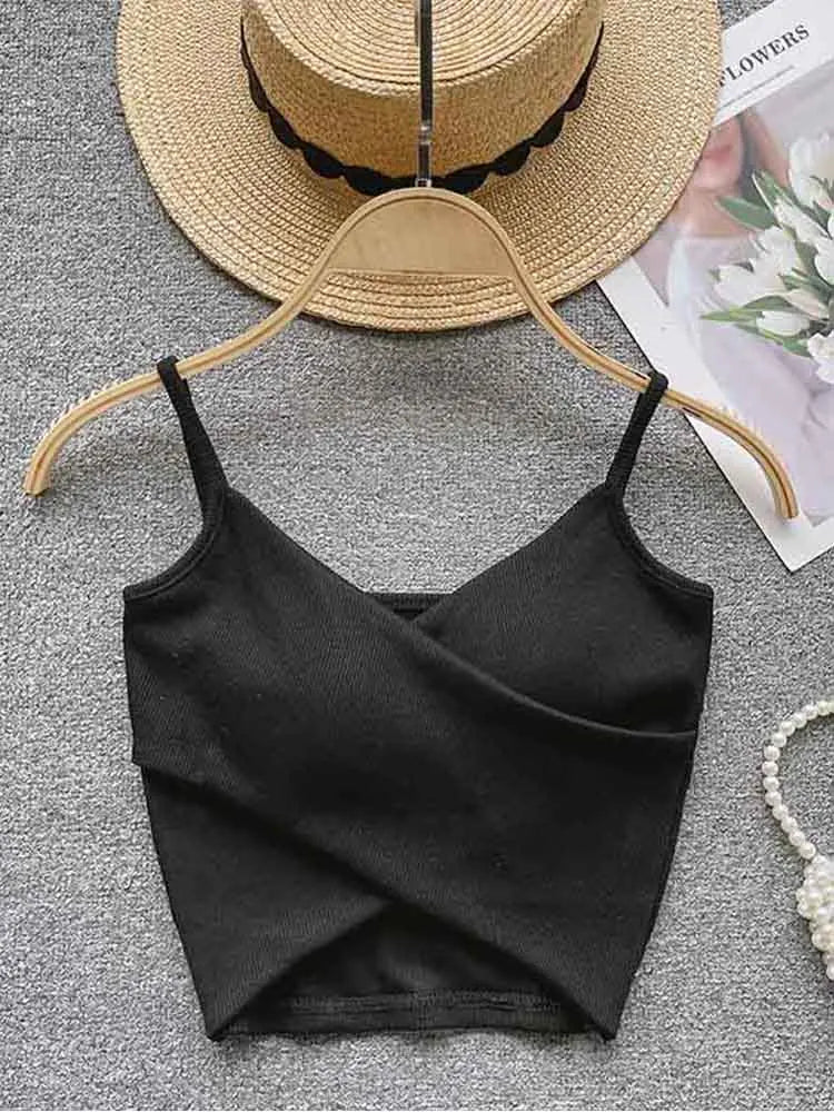  Irregular Casual Sport Camisole Women Strap Design Solid Fashion 2025 Y2K Elegant Ladies Chic Slim Tank Tops