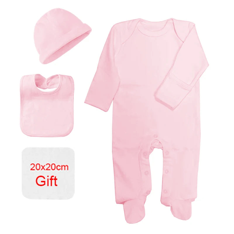 4 Pcs Cotton Newborn Baby Clothing Set Romper Bonnet Bibs Hospital Kit Sleepsuit Jumpsuit Growing One-Pieces Grows Nursery Roupa