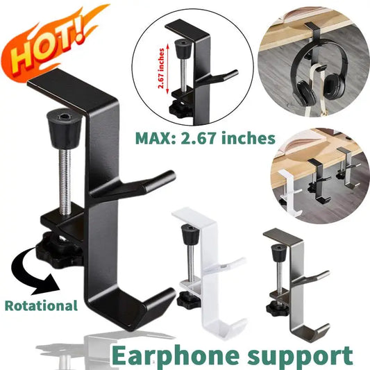 gaming headset support aluminum alloy hang headphones cradle adjustable Headset support Under Desk Headset Rack Holder Bracket