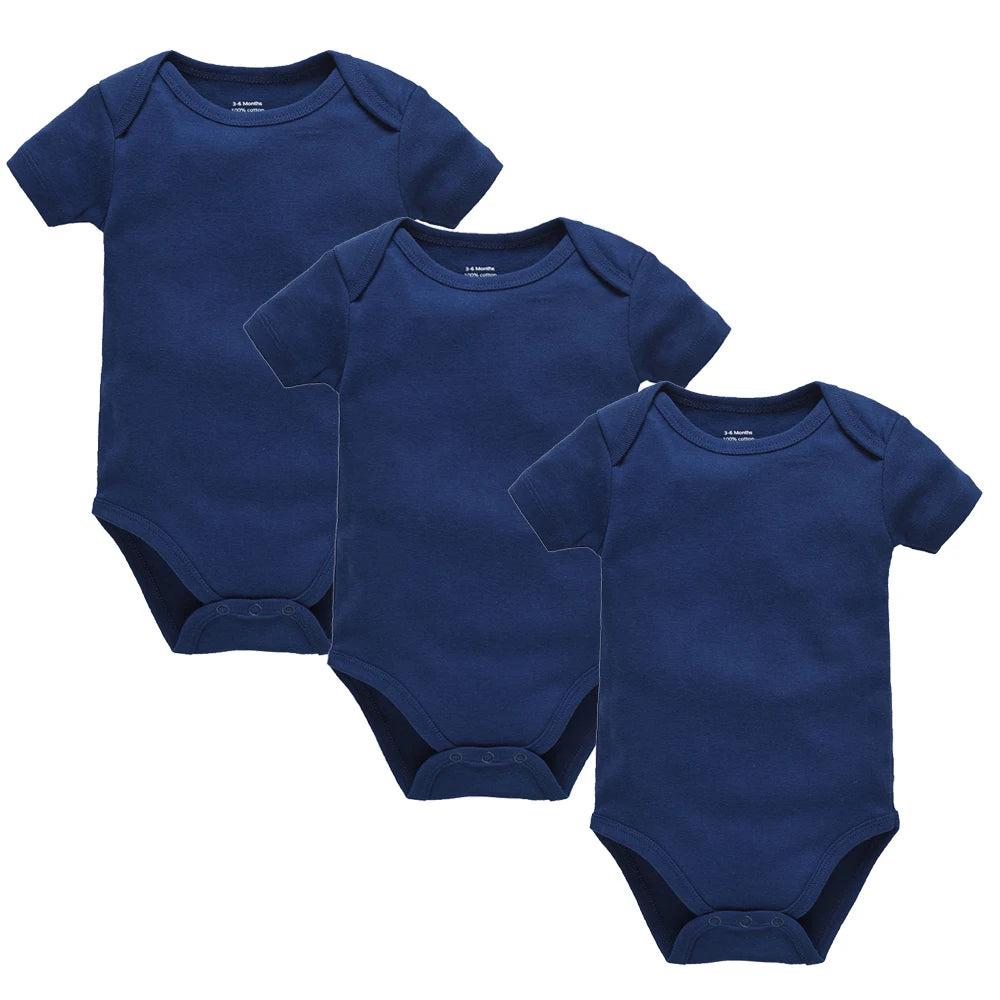 3Pcs Baby Boys Clothes 100%Cotton Solid Black Short Sleeve Blank Baby Bodysuits body bebe  Newborn Jumpsuit Plain 0-24 Months
