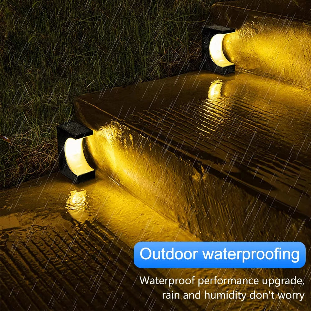 LED Solar Step Lights Outdoor Solar Stair Lights Waterproof Solar Powered Fence Light Garden Wall Light Deck Front Porch Yard