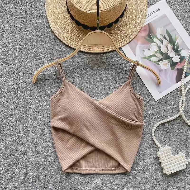  Irregular Casual Sport Camisole Women Strap Design Solid Fashion 2025 Y2K Elegant Ladies Chic Slim Tank Tops