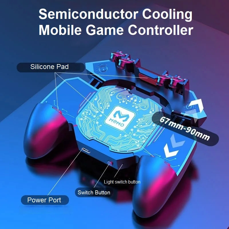MEMO Semi-conductor Cooling Mobile Game Handle 6-Finger Controller DL88 DL100 Rechargeable Cooling Game Pad for PUBG